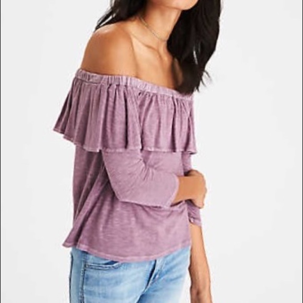 American Eagle off the shoulder lilac top